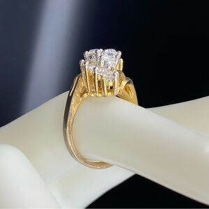 12k Gold Electroplated Vintage UNCAS Hallmarked Crystal Cluster Ring 6